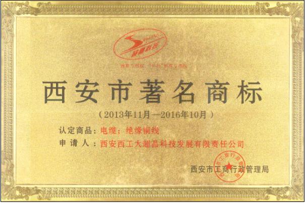 热烈庆祝我公司获得“西安市著名商标”荣誉称(图1)